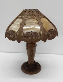 early slag glass table lamp