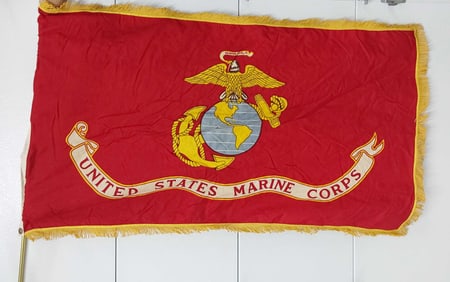 The Marine Corp flag with hanger