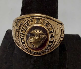 10K gold USMC ring