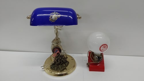 (2) vintage USMC desk lamps