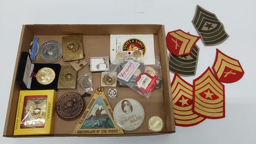 flat of USMC collectibles
