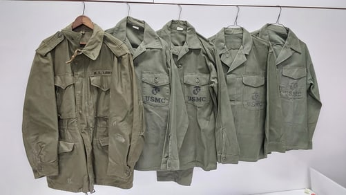 (4) USMC Vietnam era fatigues and field jacket