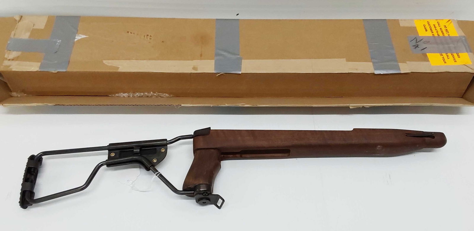 model M1A1 30cal paratrooper rifle stock assembly: Replacement stock assembly with box.
