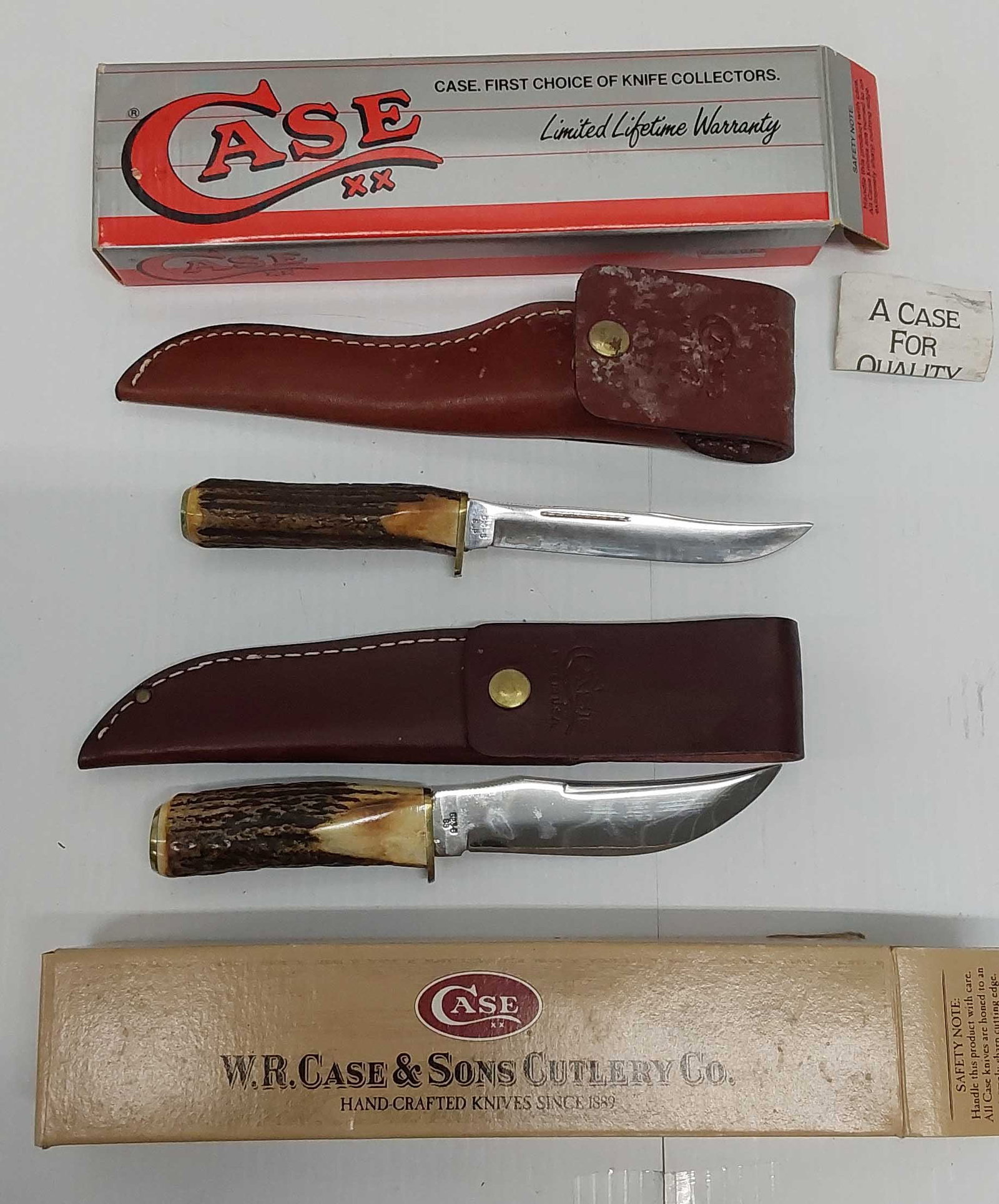 (2) Case XX sheath knives with sheaths and boxes: (2) Case XX sheath knives with sheaths and boxes