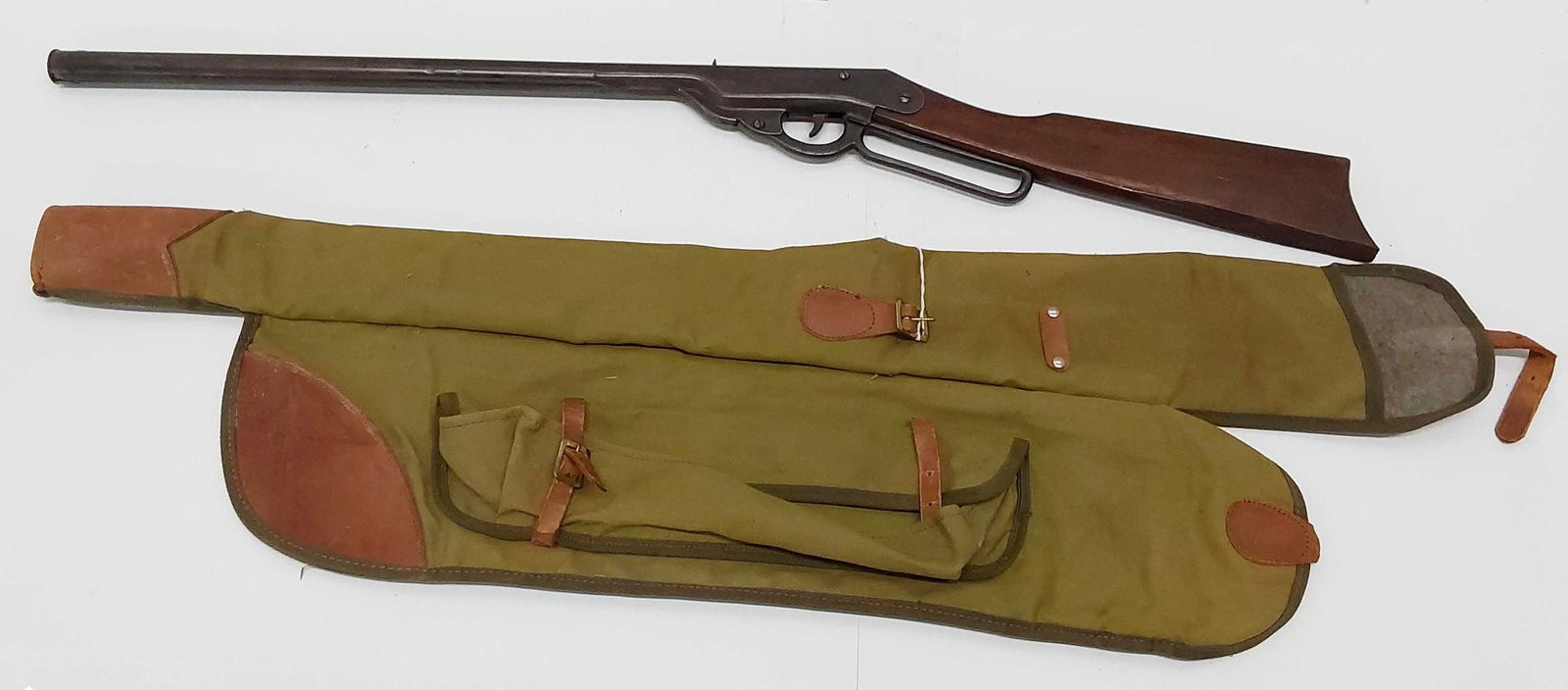 1908 King BB gun with gun case: Some stock damage. Gun case does not match.