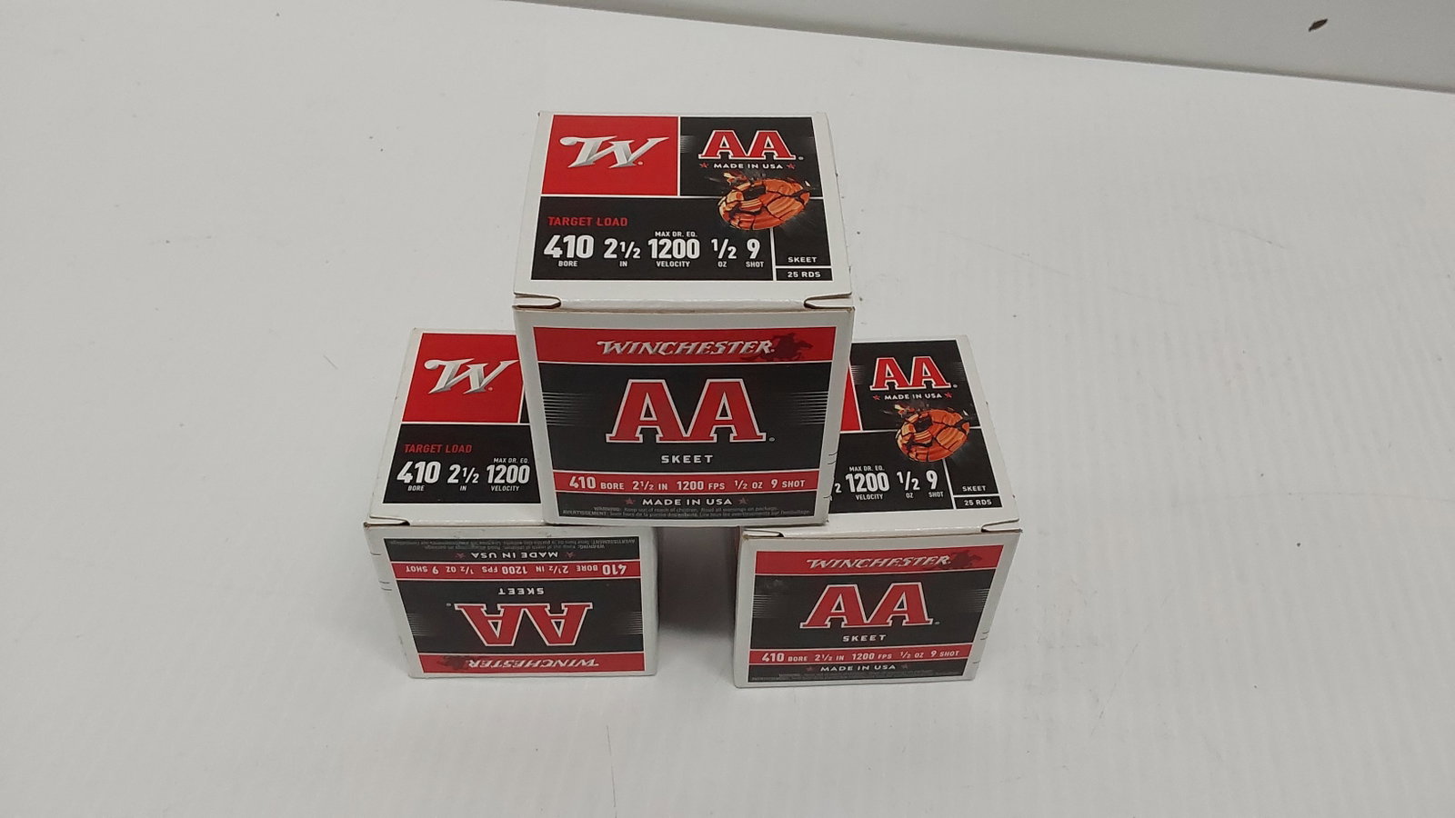(3) full boxes of Winchester 410 shells: 2 1/2" 9-shot