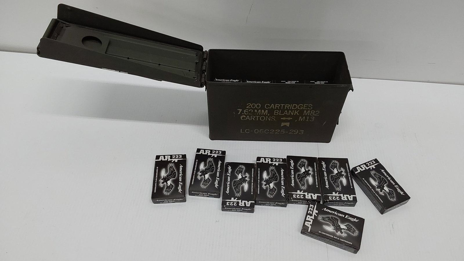 can of (25) boxes of Ar .223 American Eagle ammo: (500) rounds total