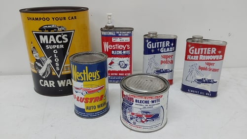 flat of miscellaneous automotive car care cans