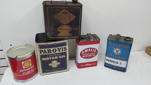 (5) miscellaneous oil/fluid cans