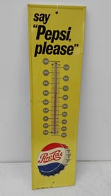 1965 Pepsi-Cola tin thermometer