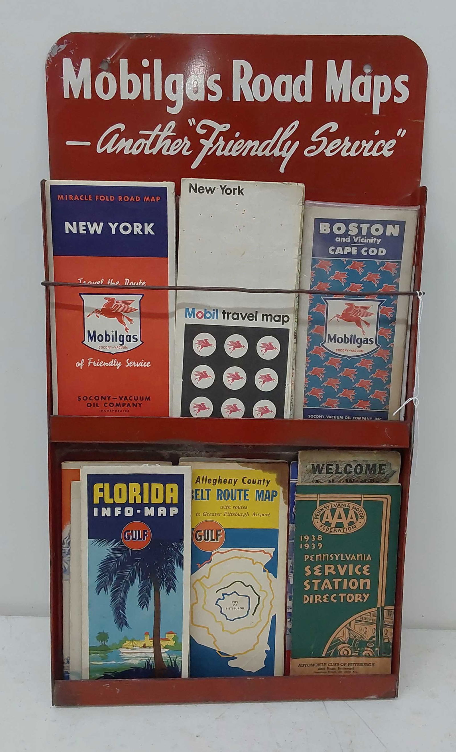 Mobilgas road maps rack with some maps (1 of 2)