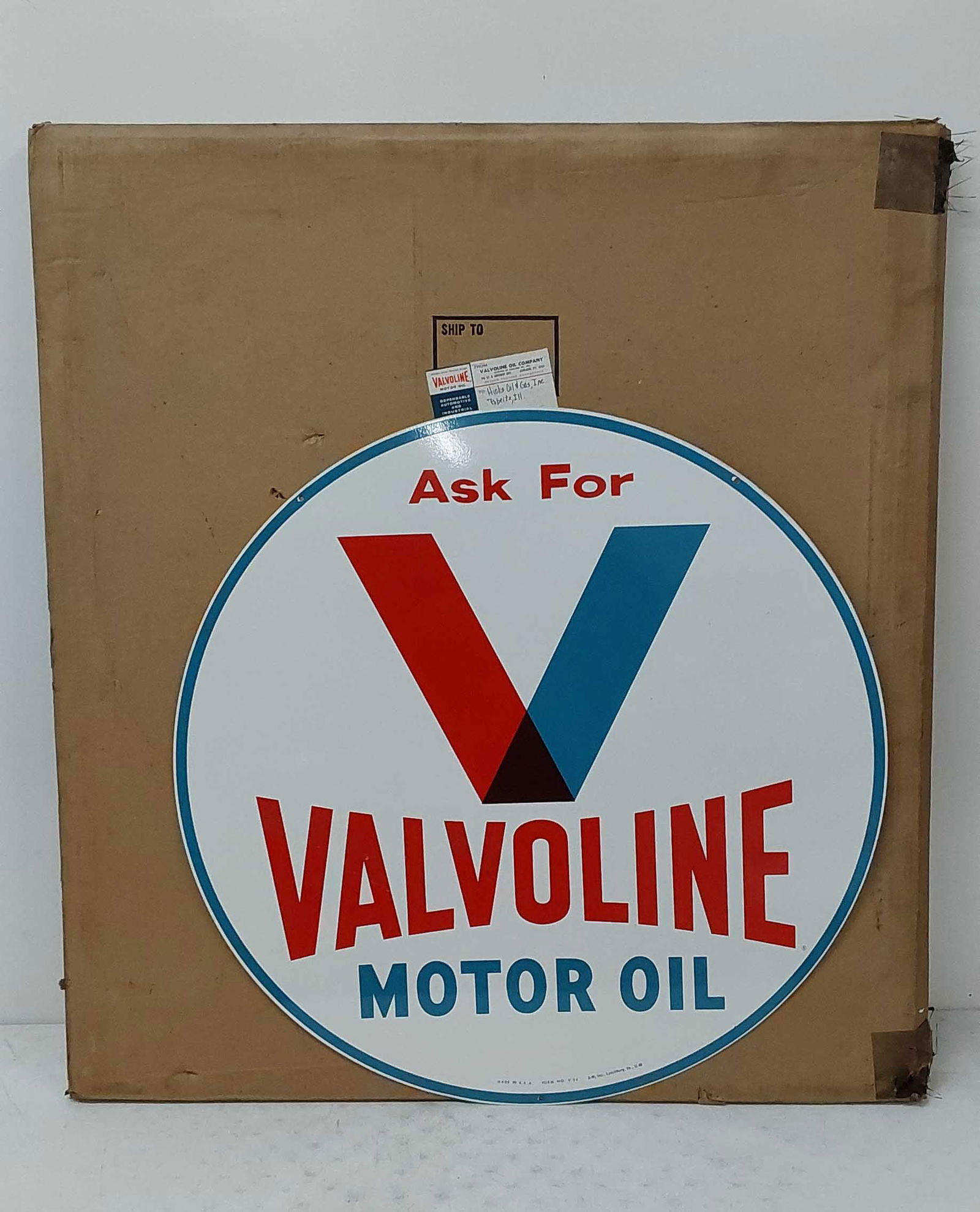 1969 NOS Valvoline Motor Oil curb stand DST sign (1 of 2)