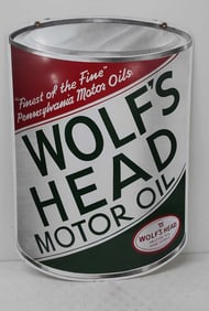 Wolf's Head Motor OIl DST curb sign