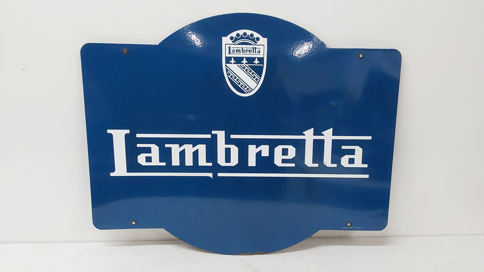 Lambretta SSP sign: Single Sided Porcelain 29" x 35 1/2" a few small hits in the field