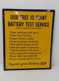 "Our Free 10 Point Battery Test SSP Service sign