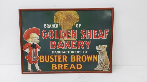 Golden Sheaf Bakery Buster Brown Bread SST sign