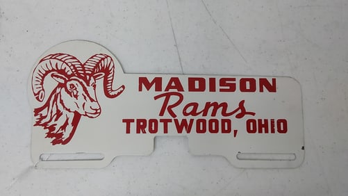 Madison Rams license plate topper