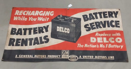 Delco Battery Rental cloth banner