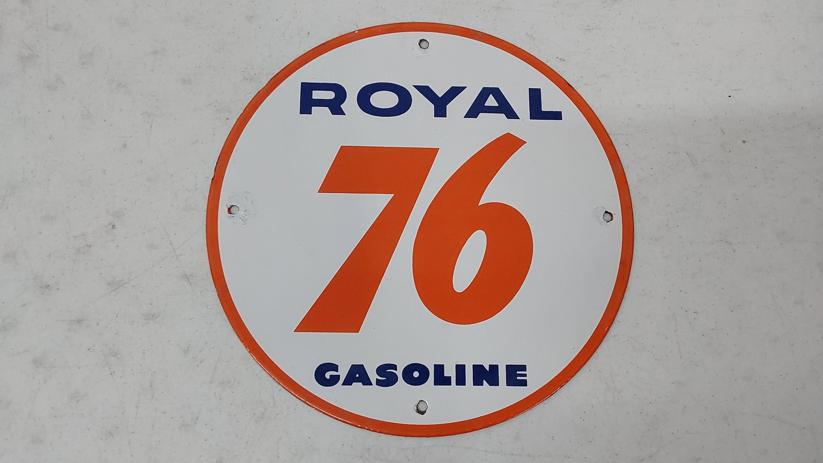 Royal 76 Gasoline PPP: Porcelain Pump Plate Some touch ups around mounting holes.