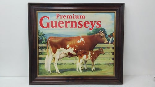 framed Premium Guernseys paper on masonite
