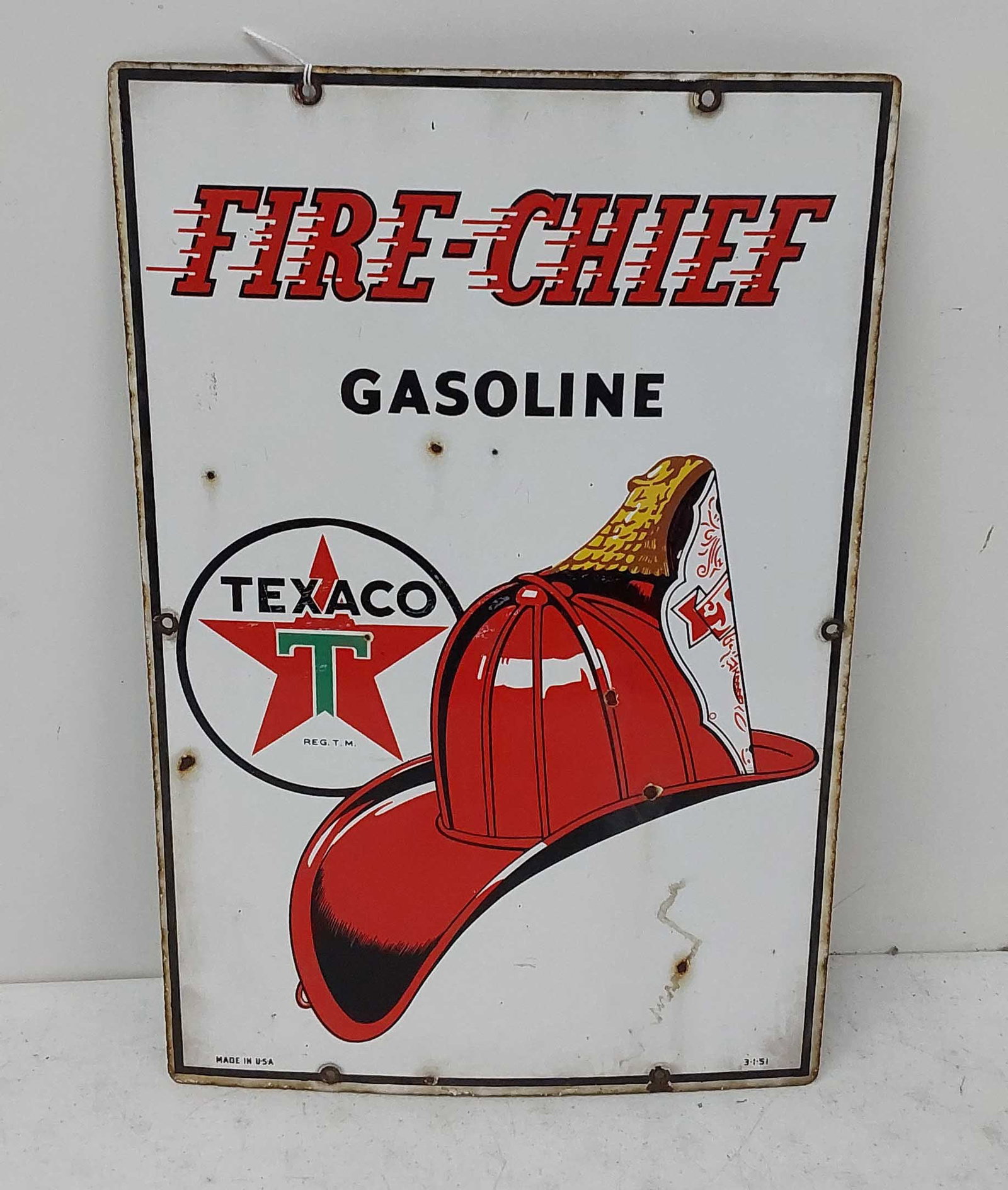 Fire Chief Gasoline Texaco PPP: Porcelain Pump Plate some hits in the field