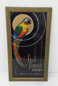 Poll Parrot Shoes reverse painting on glass