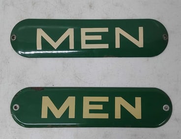 (2) MEN porcelain restroom signs