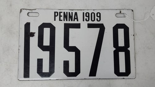 Pennsylvania 1909 porcelain license plate