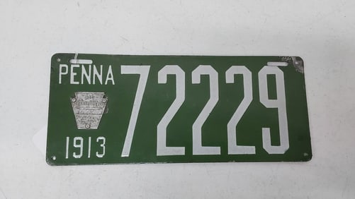 Pennsylvania 1913 porcelain license plate