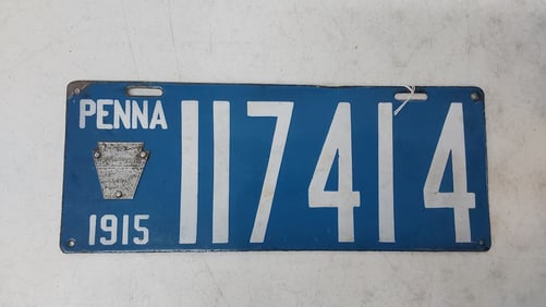 Pennsylvania 1915 porcelain license plate