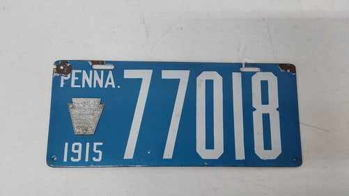 Pennsylvania 1915 porcelain license plate