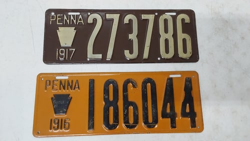 (2) metal Pennsylvania license plates