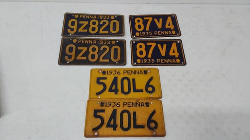 (3) pairs of Pennsylvania license plates