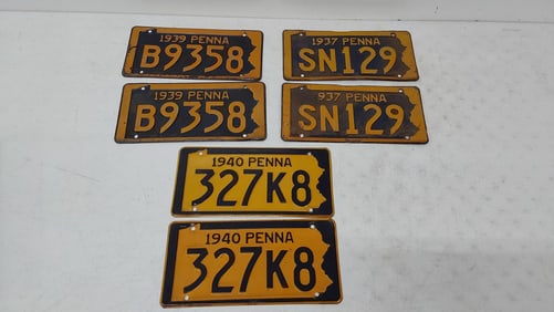(3) pairs of Pennsylvania license plates