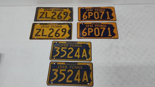 (3) pairs of Pennsylvania license plates