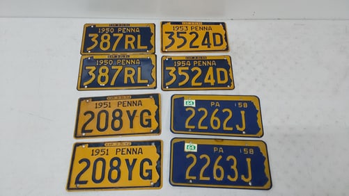 (1) pair and (6) miscellaneous PA license plates