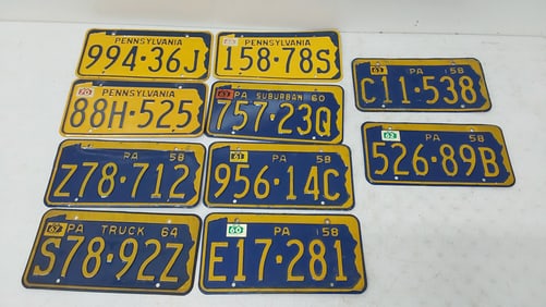 (10) miscellaneous PA license plates