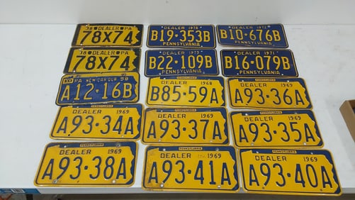 (15) miscellaneous PA dealer license plates