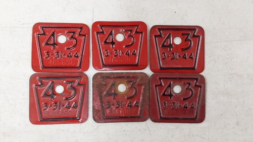 (6) 1943 license plate tags