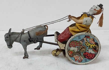 Lehmann donkey card wind up tin toy
