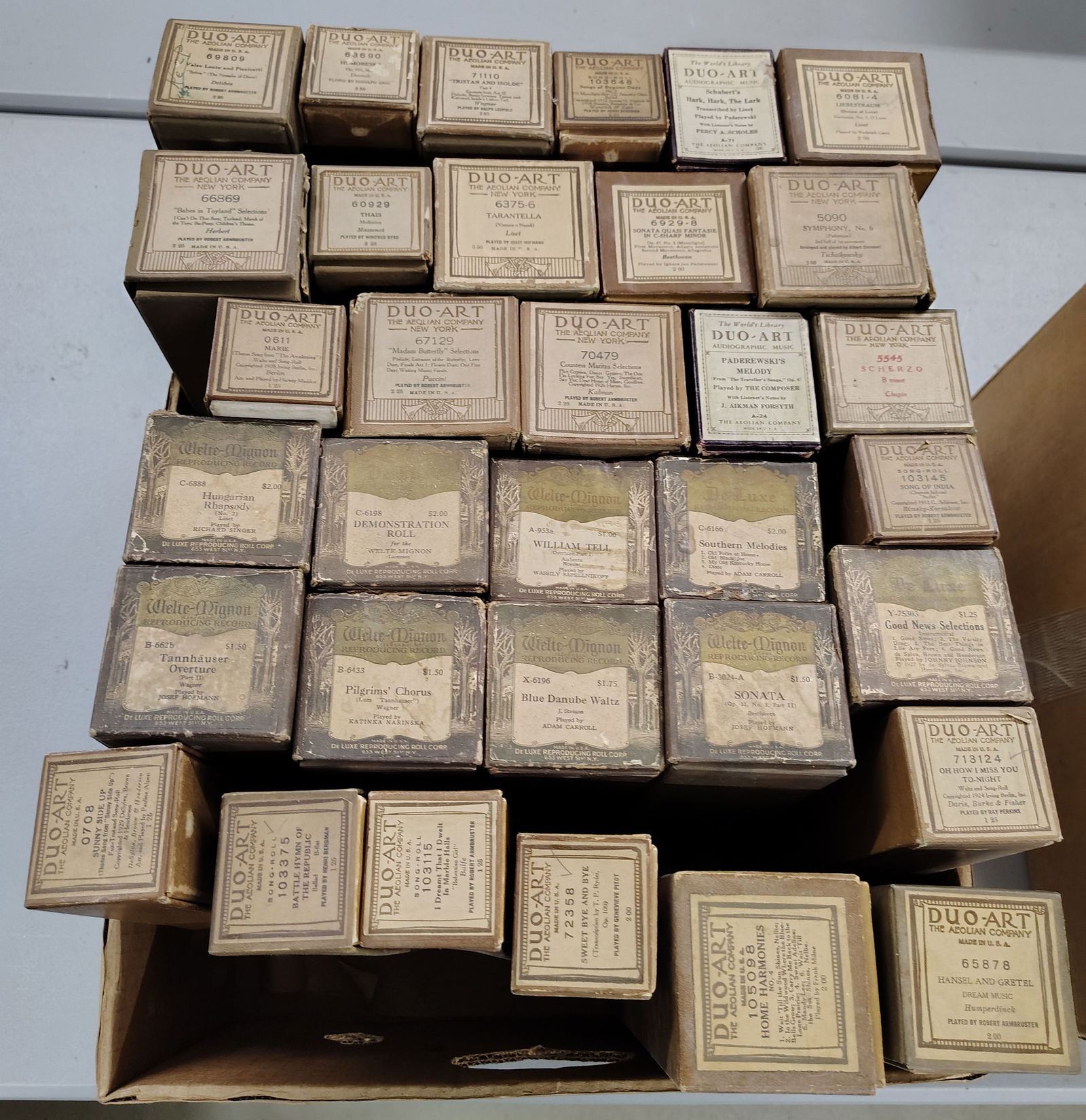 Reproducing record piano rolls: 24 Duo-Art piano rolls 9 Welte Mignon piano rolls