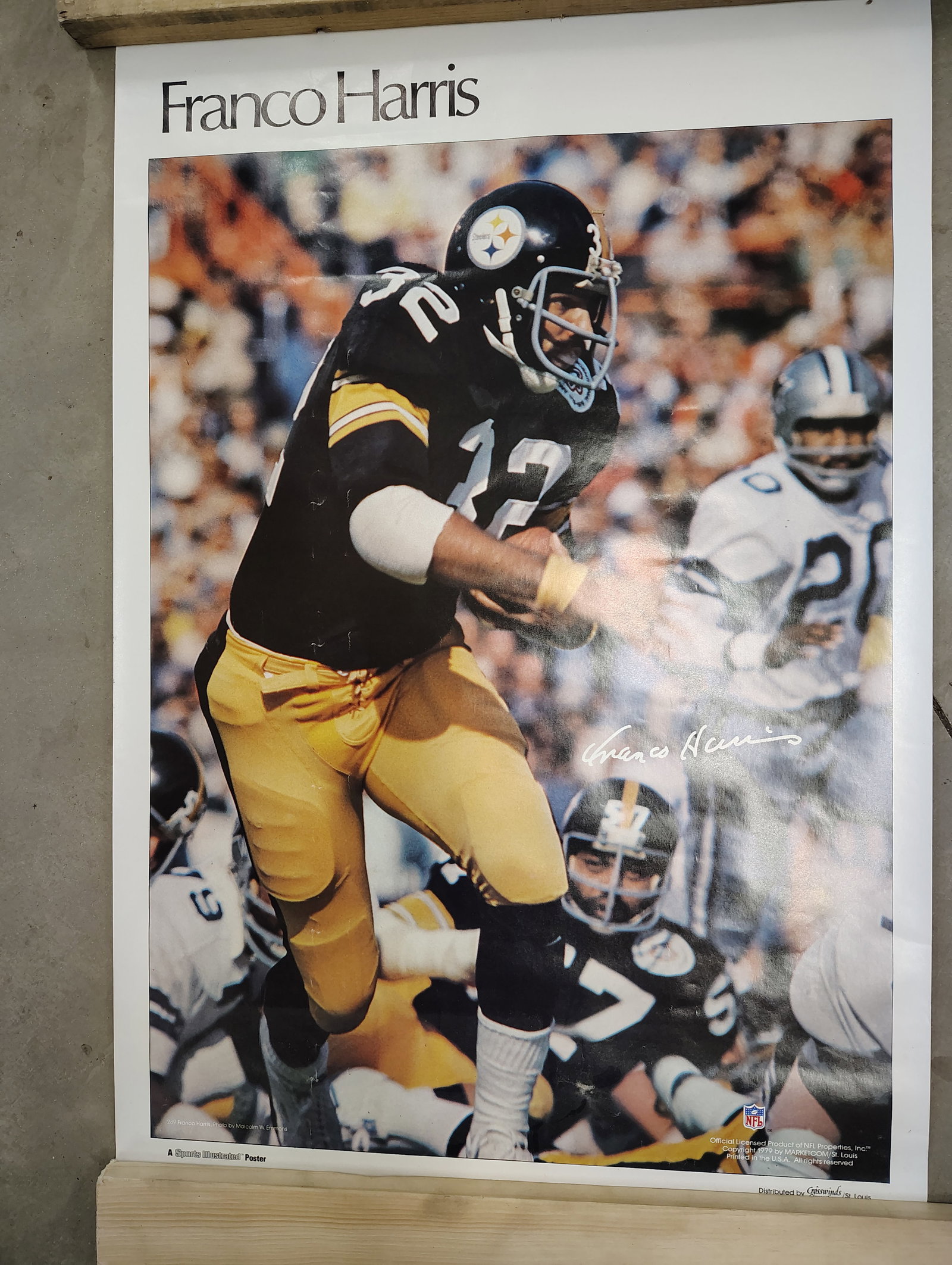 sport posters: Terry Bradshaw (sealed), Joe Greene (sealed) and Franco Harris ( unsealed)