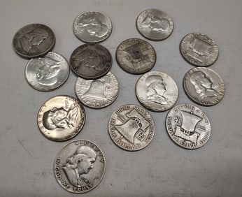 (14) Franklin half dollars