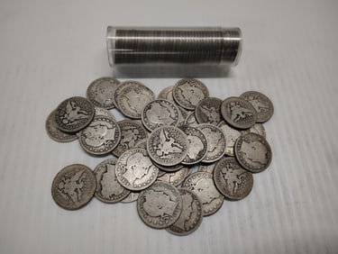 (37) Barber quarters and (50) war nickels