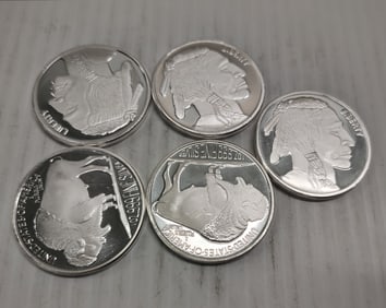 (5) silver rounds