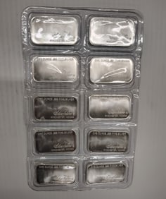 (10) silver bars 1 oz each
