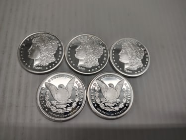 (5) silver rounds 1oz each