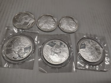 (6) silver coin rounds