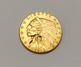 1913 2 1/2 dollar indian head coin