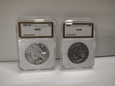 1927 and 1927s graded peace dollars